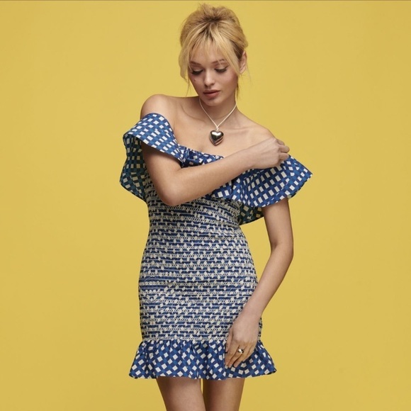 Corey Lynn Calter Dresses & Skirts - NWT Anthropology Corey Lynn Calter Off-The-Shoulder Smocked Mini Dress 🧺🫐